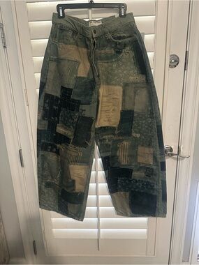 NWT Free People Patchwork Wide-Leg Jeans size 29